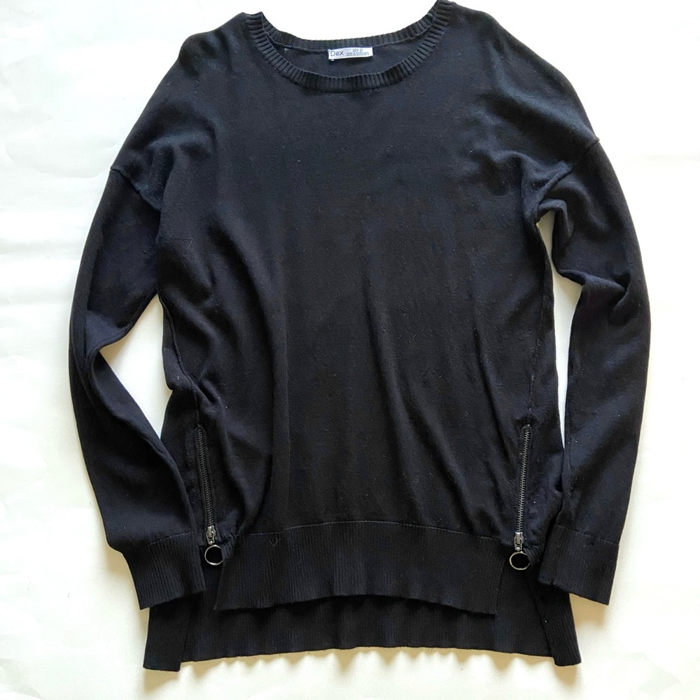 Dex Sweater Sz XS Black with Zippers in Front